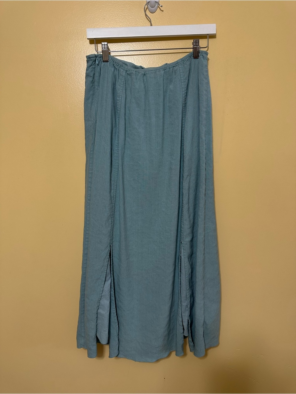 J. Jill Linen Blend Lined A-line Multi-slit MIDI Skirt Women M Dusty Aqua - Picture 5 of 5